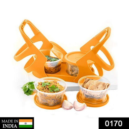 Lunch Box (200 ml each Container) with Attractive Stand - 4 pcs 