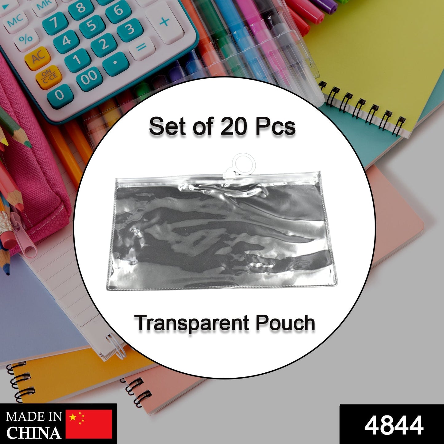 4844 20 Pc Transparent Pouch For Carrying Stationary Stuffs And All By The Students.