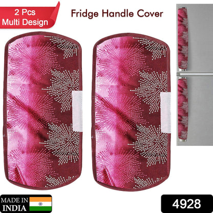 Fridge Cover Handle Cover Polyester High Material Cover For All Fridge Handle Use (Set Of 2 Pcs) Multi Design