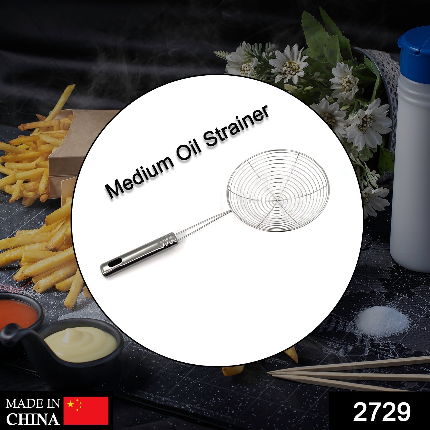 2729 Medium Oil Strainer To Get Perfect Fried Food Stuffs Easily Without Any Problem And Damage.