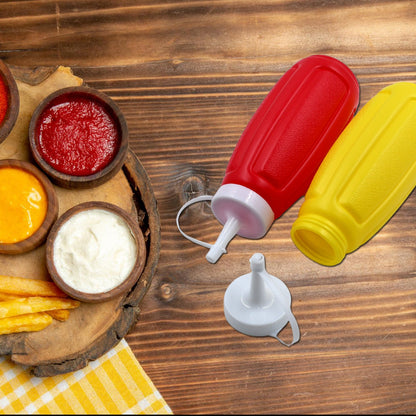 Plastic Squeeze Bottle Ketchup Mustard Honey Sauce Dispenser Bottle (2 Pc Set)