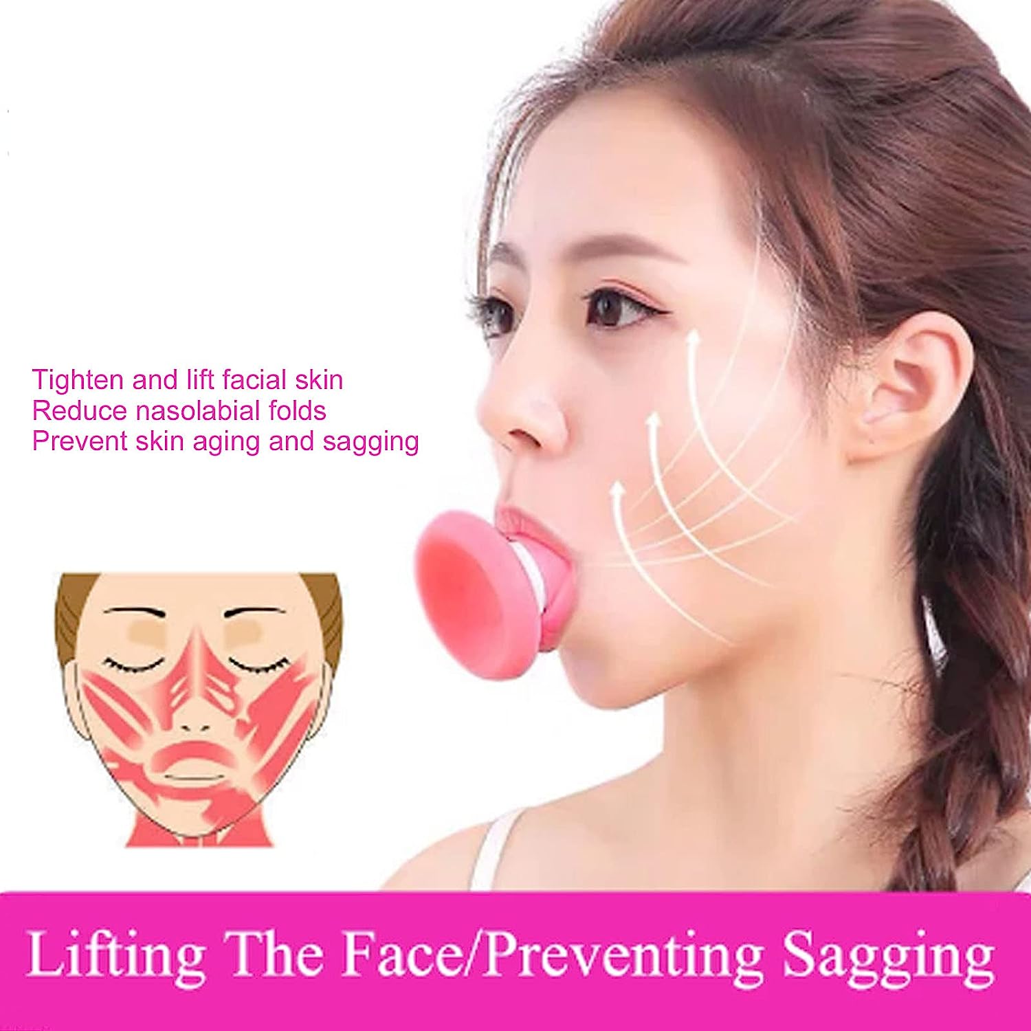 Silicone Facial Jaw Exerciser Breathing Type Face Slimmer, Breathing Type Face Slimmer Face Lift Inhaling & Exhaling Tool, Look Younger And Healthier - Helps Reduce Stress And Cravings (Card Packing)