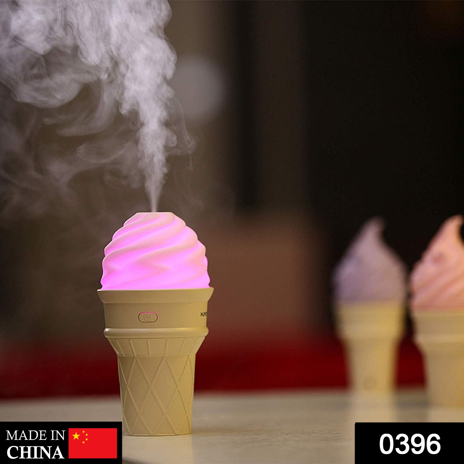 Ice Cream Design LED Humidifier for Freshening Air & Fragrance (Multicoloured)