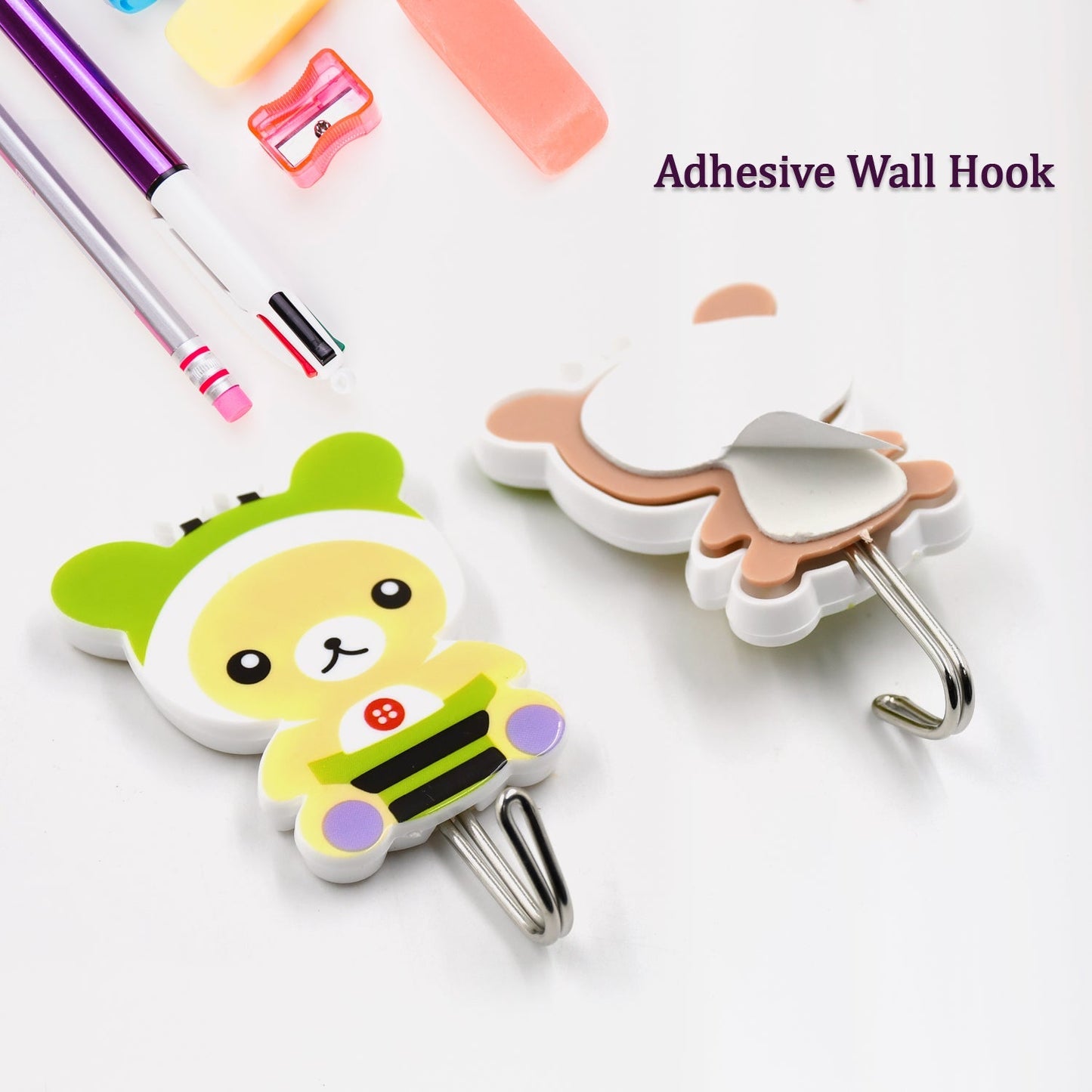 Self Adhesive Hooks Cartoon, Self Adhesive Smiley Hooks Wall Door Sticky Hanger Hooks (2pc).