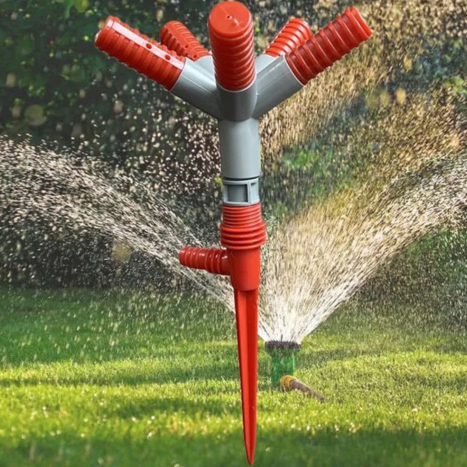 Garden Sprinkler 360 ° Rotating Adjustable Round 3 Arm Lawn Water Sprinkler for Watering Garden Plants/Pipe Hose Irrigation Yard Water Sprayer