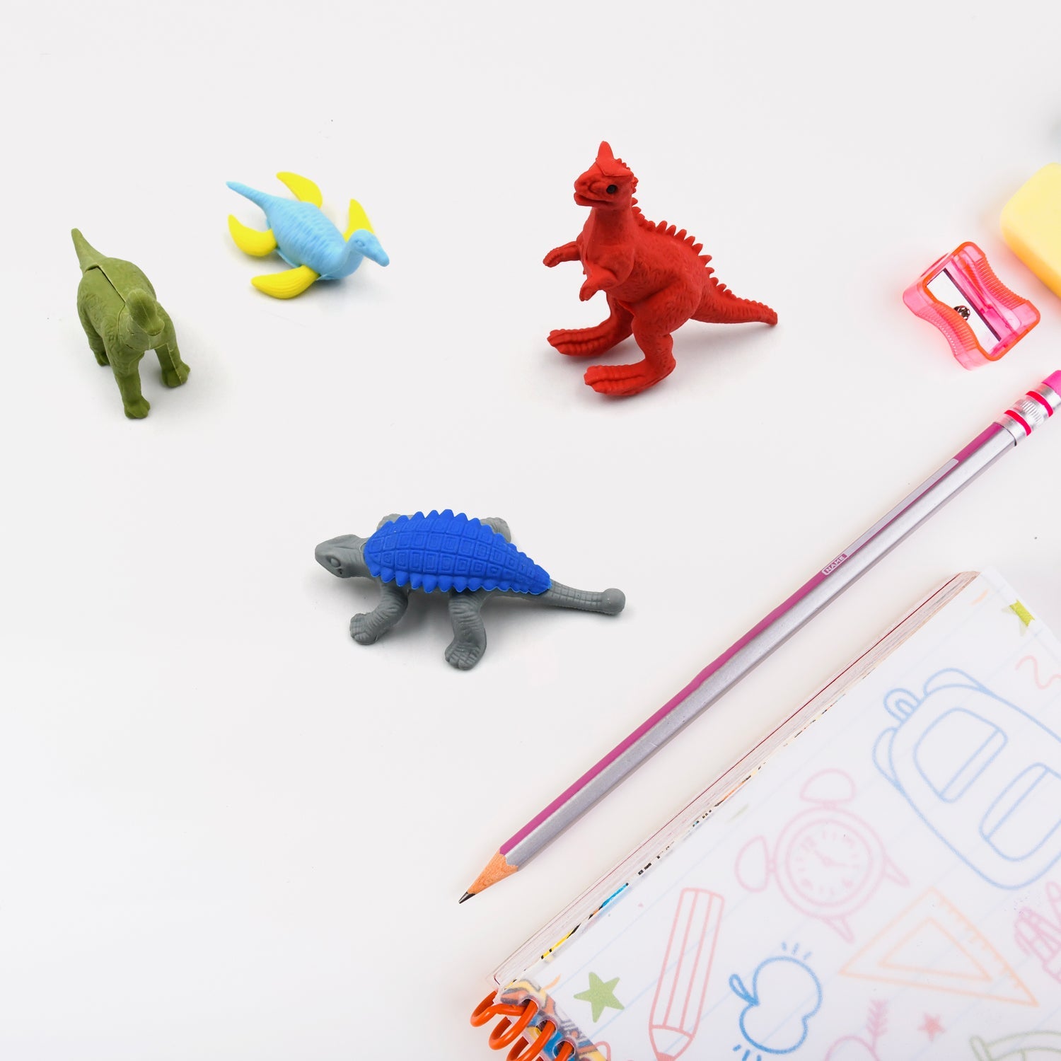 Small Dinosaur Shaped Erasers Animal Erasers for Kids, Dinosaur Erasers Puzzle 3D Eraser, Desk Pets for Students Classroom Prizes Class Rewards Party Favors for Toddlers, Soft Non-Dust Stationery Activity Toy, for School Supplies (4 Pc Set)