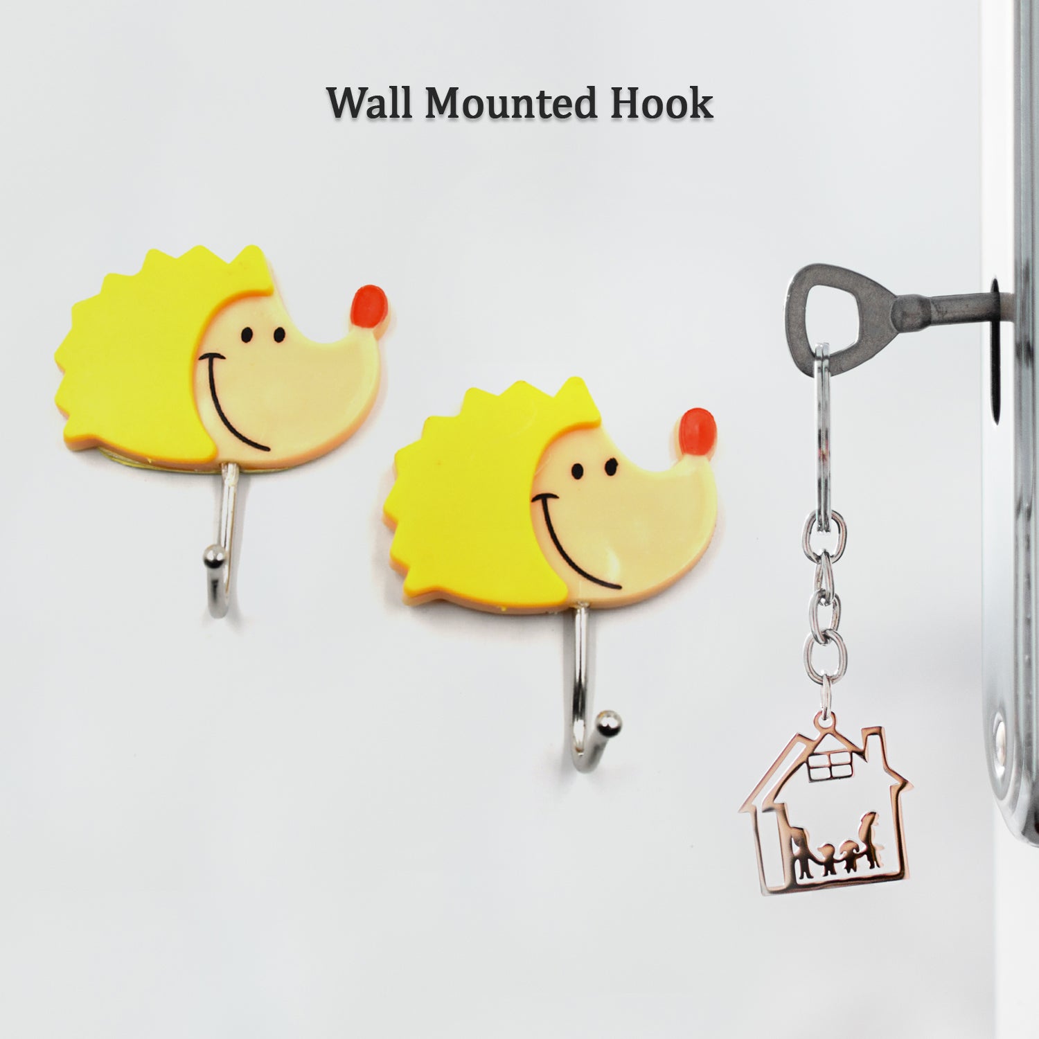 Self Adhesive Smiley Cartoon Wall Hooks Multipurpose Strong Wall Sticker Hooks Wall Hook Holder Door Hanger (2pc).