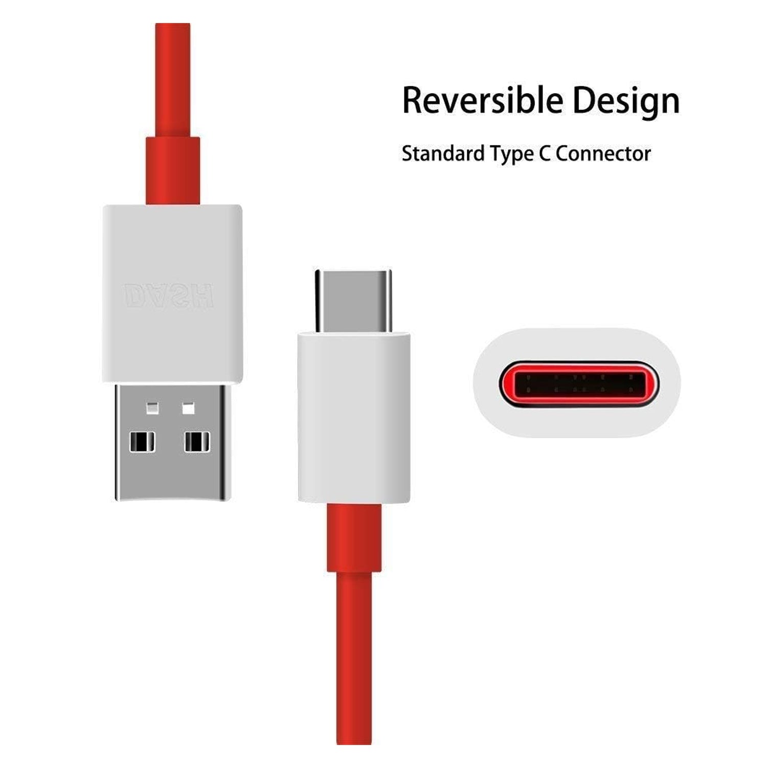 Unique Type C Dash Charging USB Data Cable | Fast Charging Cable | Data Transfer Cable For All C Type Mobile Use 1 Meter (RED)
