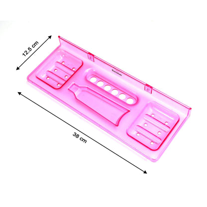 4-in-1 Transparent Multifunctional Plastic Soap Dish (Set Of 2pc)