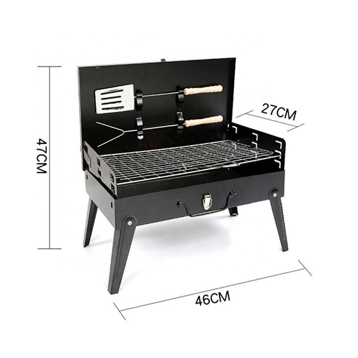 Stainless Steel Briefcase Style Barbecue Grill Toaster (Medium, Black) China