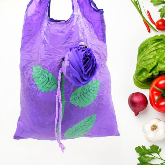 Foldable Bag Cute Rose Shape Cover Reusable Bag Naylon Bag Nylon Shopping Carry Bags Large Reusable Foldable Bag, Eco Friendly Shopping, Folds To Pocket Size, Tote Grocery Shoulder Handbag Travel Bag (1Pc)