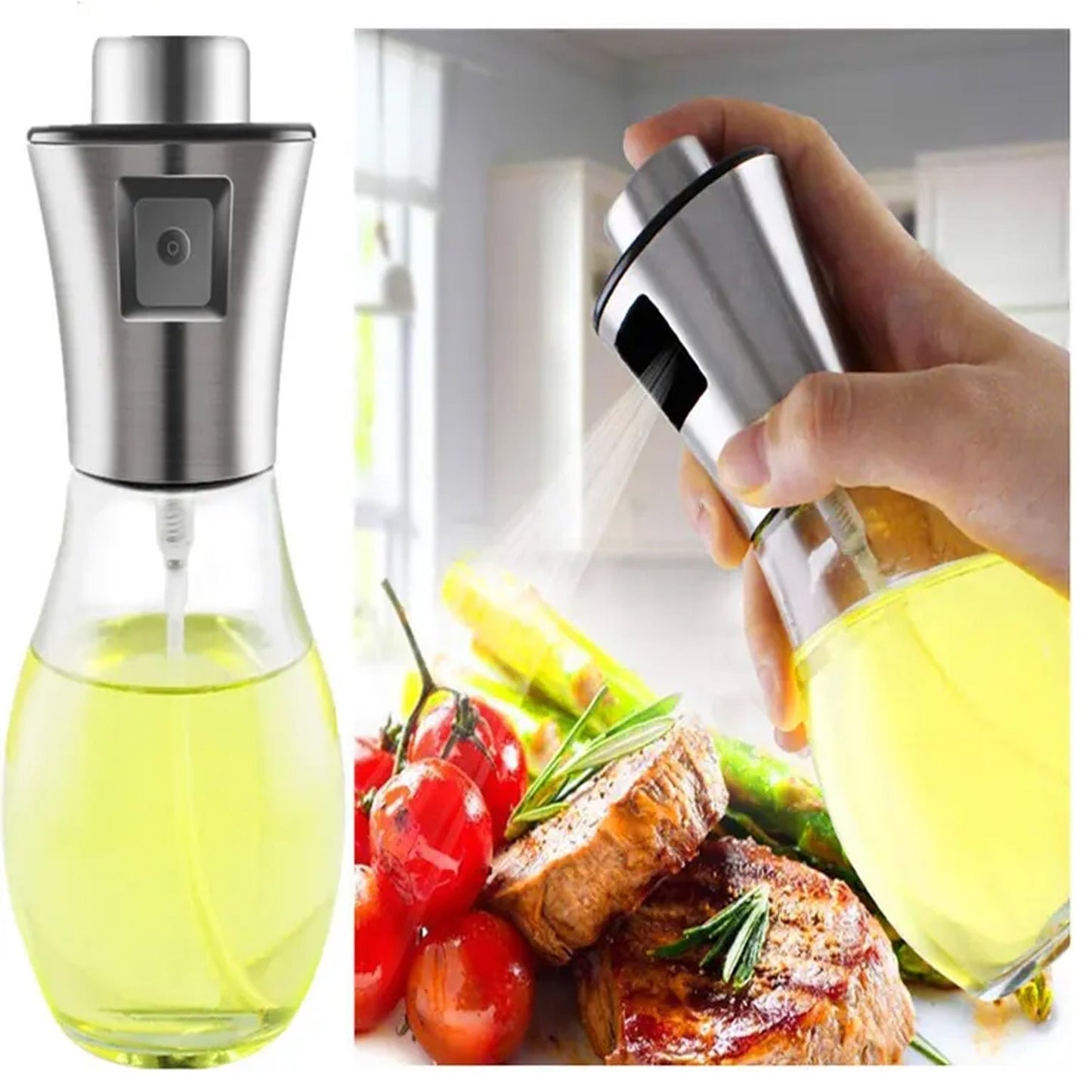 Oil Dispenser Bottle, Oil and Vinegar Cruet, Oil Sprayer Dispenser, Olive Oil Dispenser 200 ml Mist Oil Spray Bottle for Cooking with Plastic
