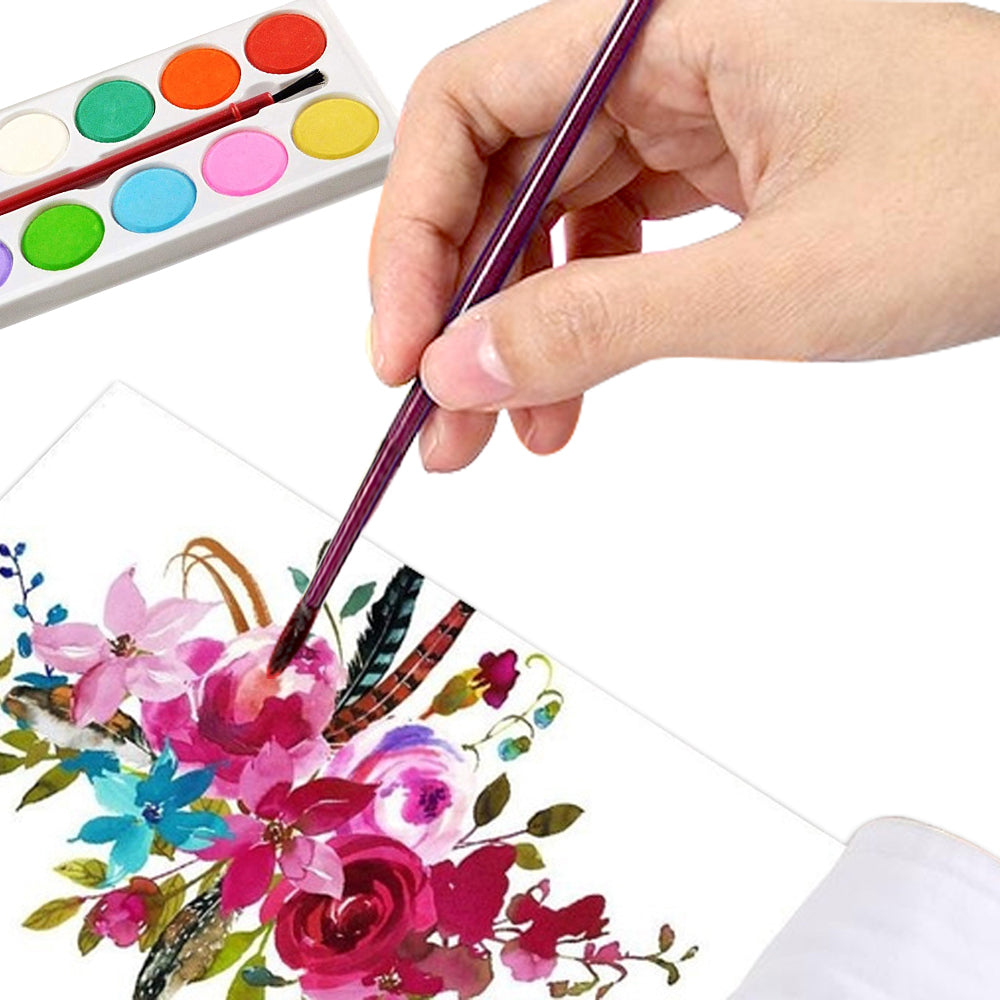 Painting Water Color Kit - 12 Shades and Paint Brush (13 Pcs)