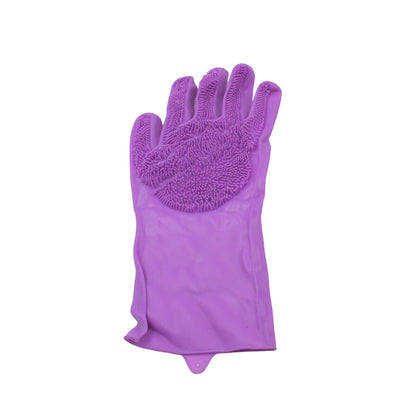 Dishwashing Gloves With Scrubber| Silicone Cleaning Reusable Scrub Gloves For Wash Dish Kitchen| Bathroom| Pet Grooming Wet And Dry Glove (1 Pc Left Hand Gloves)