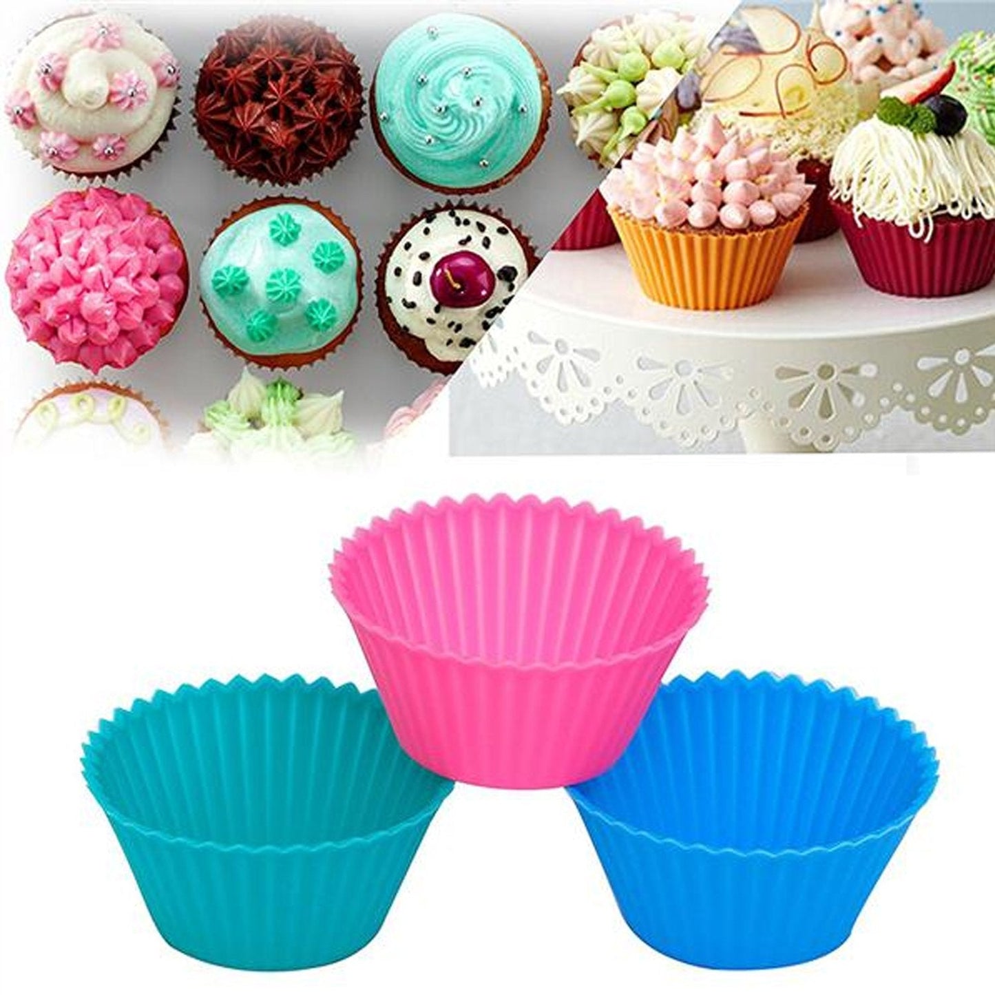 Silicone Cupcake Shaped Baking Mold Fondant Cake Tool Chocolate Candy Cookies Pastry Soap Moulds (6 Pc)