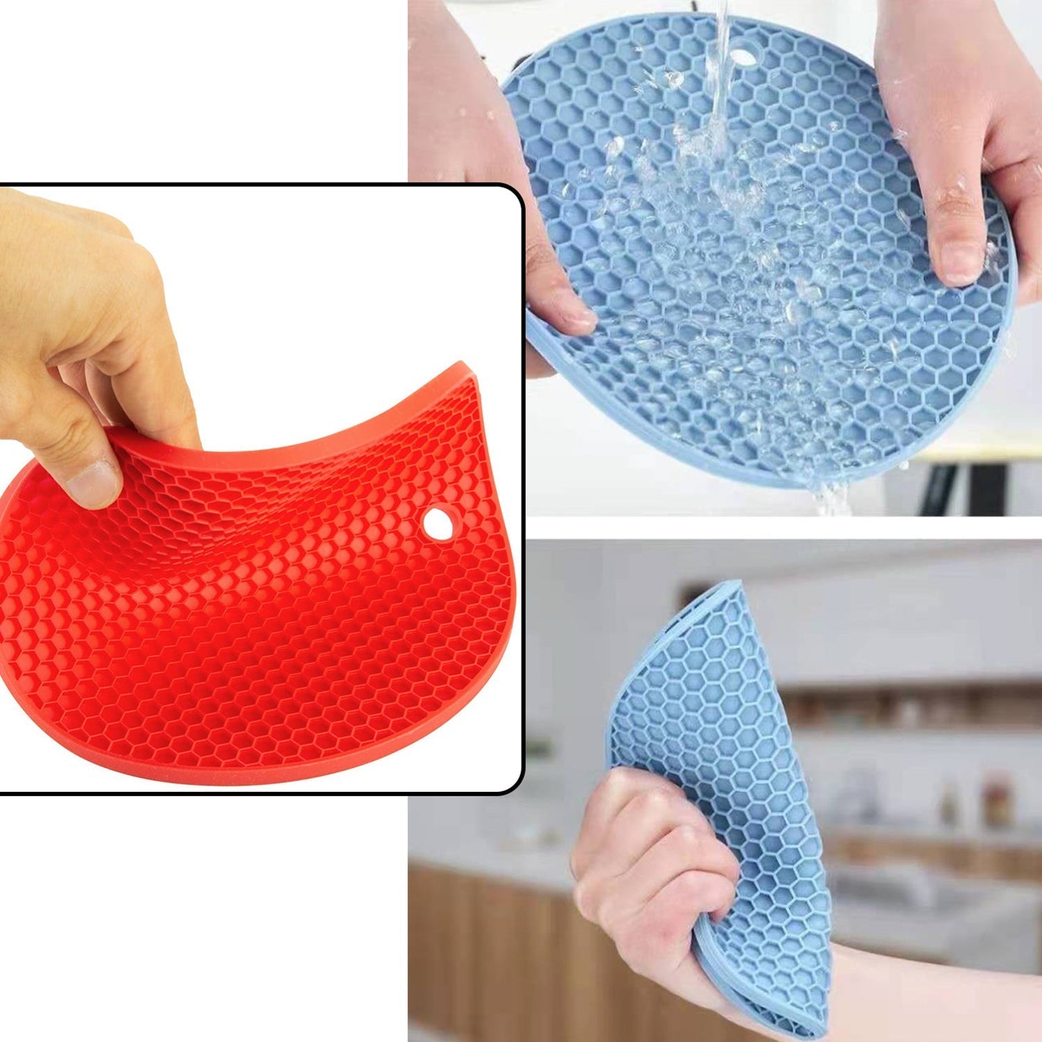 4846 4 Pc Silicon Hot Mat For Placing Hot Vessels And Utensils Over It Easily Without Having Any Visible Marks On Surfaces.
