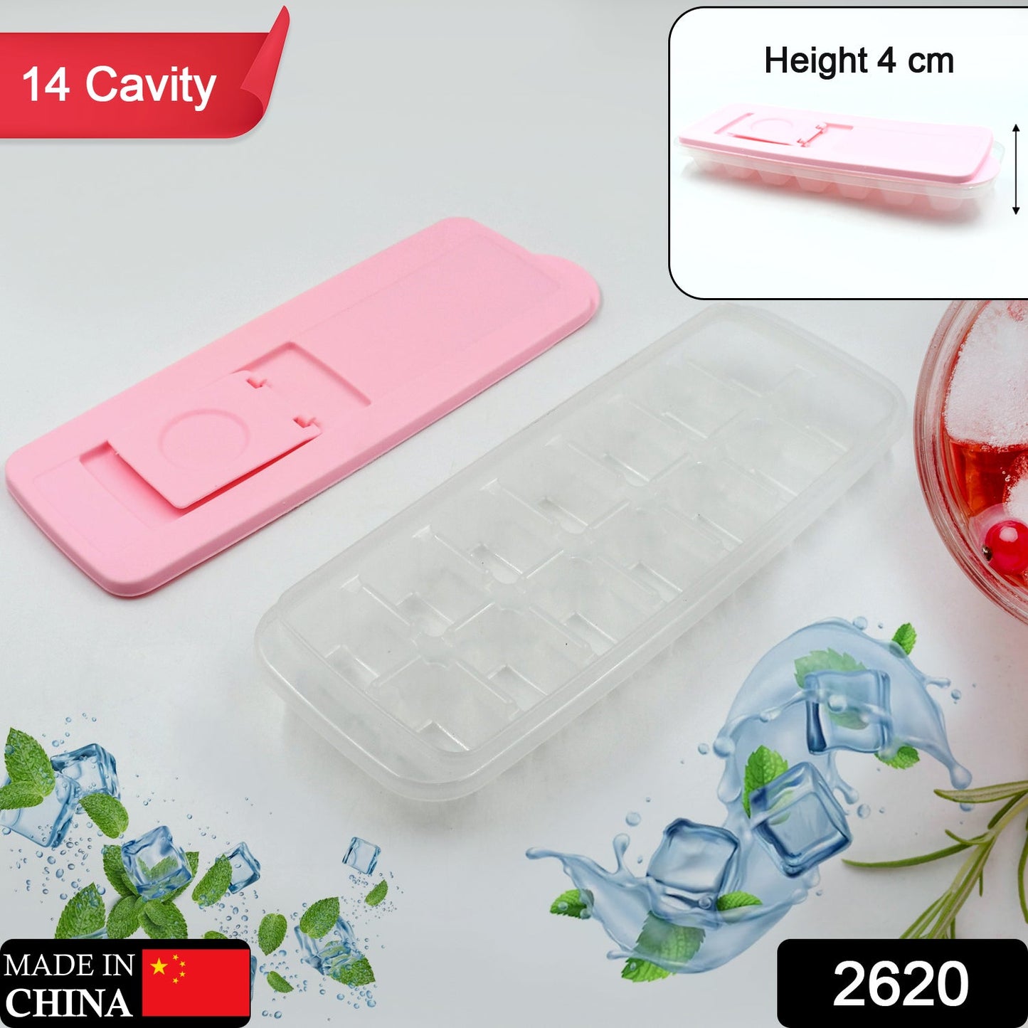 Ice Cube Trays, Ice Tray Food Grade Flexible Silicone Ice Cube Tray Molds with Lids, Easy Release Ice Trays Make 14 Ice Cube, Stackable Dishwasher Safe