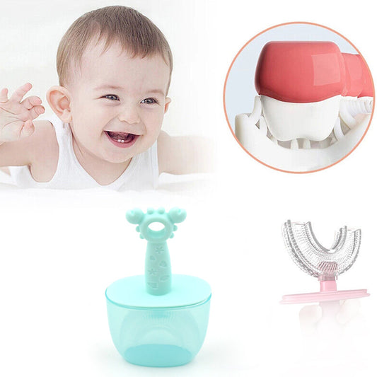 Kids U Shaped Toothbrush Children Baby Silicone Kids Toothbrush U Shaped Silicone Brush Head for 360 Degree Cleaning Suitable For 2-6 Years