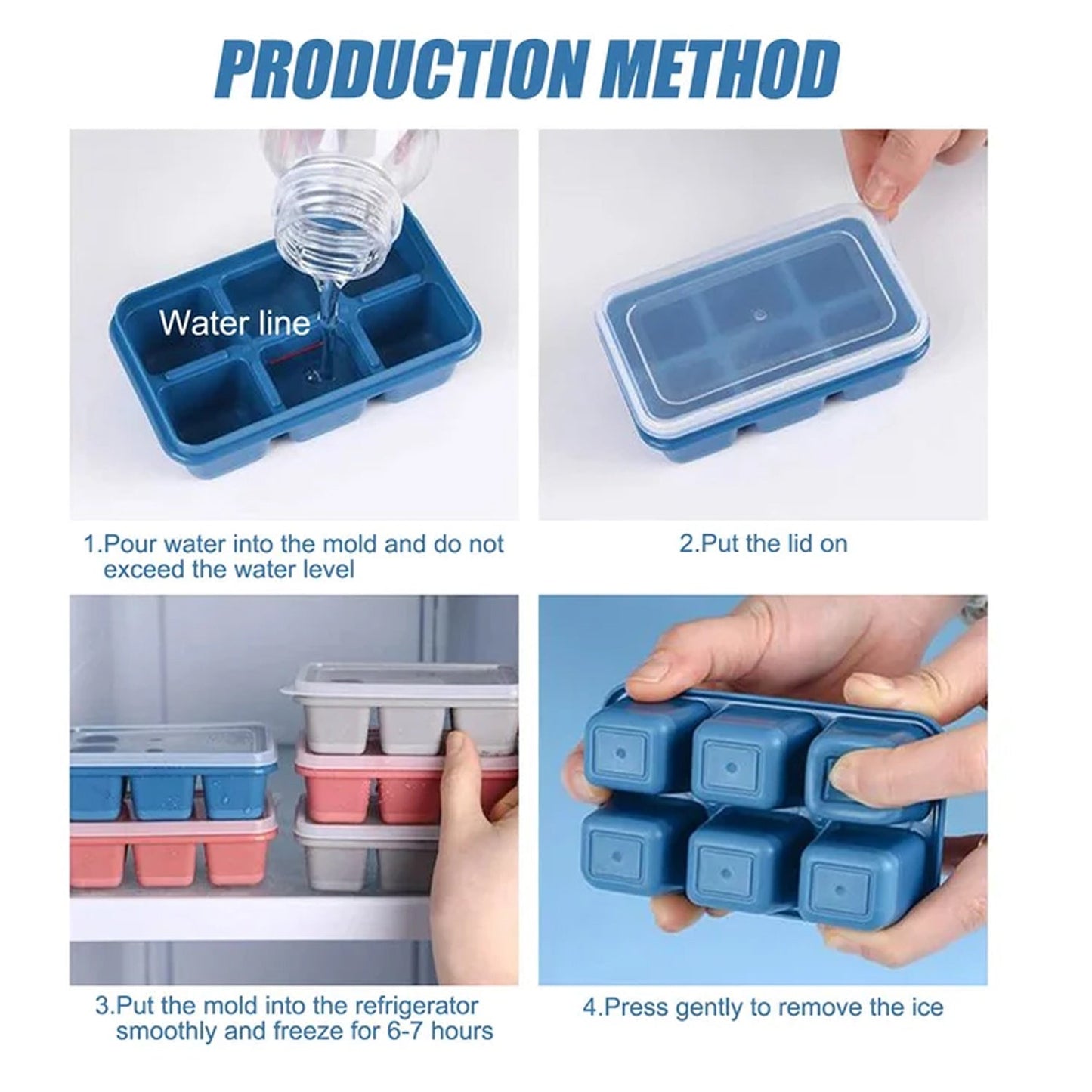 4750 6 cavity Silicone Ice Tray used in all kinds of places like household kitchens for making ice from water and various things and all.