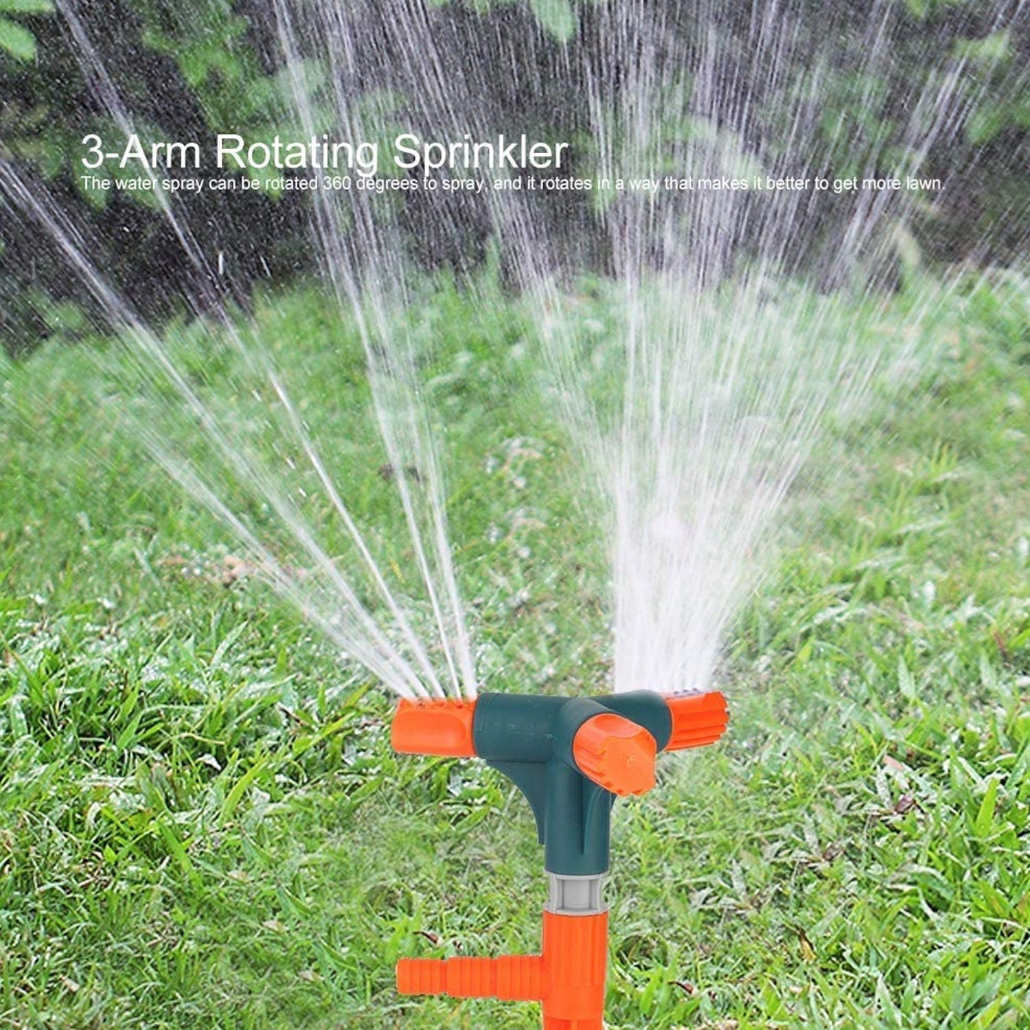 Garden Sprinkler 360 ° Rotating Adjustable Round 3 Arm Lawn Water Sprinkler for Watering Garden Plants/Pipe Hose Irrigation Yard Water Sprayer