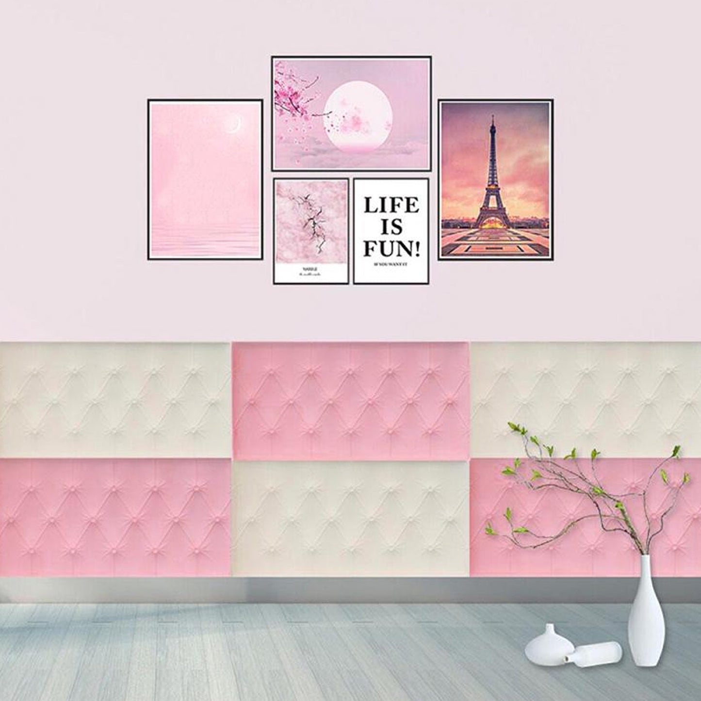 9039 Pink 3D Adhesive wallpaper for living Room. Room Wall Paper Home Decor Self Adhesive Wallpaper
