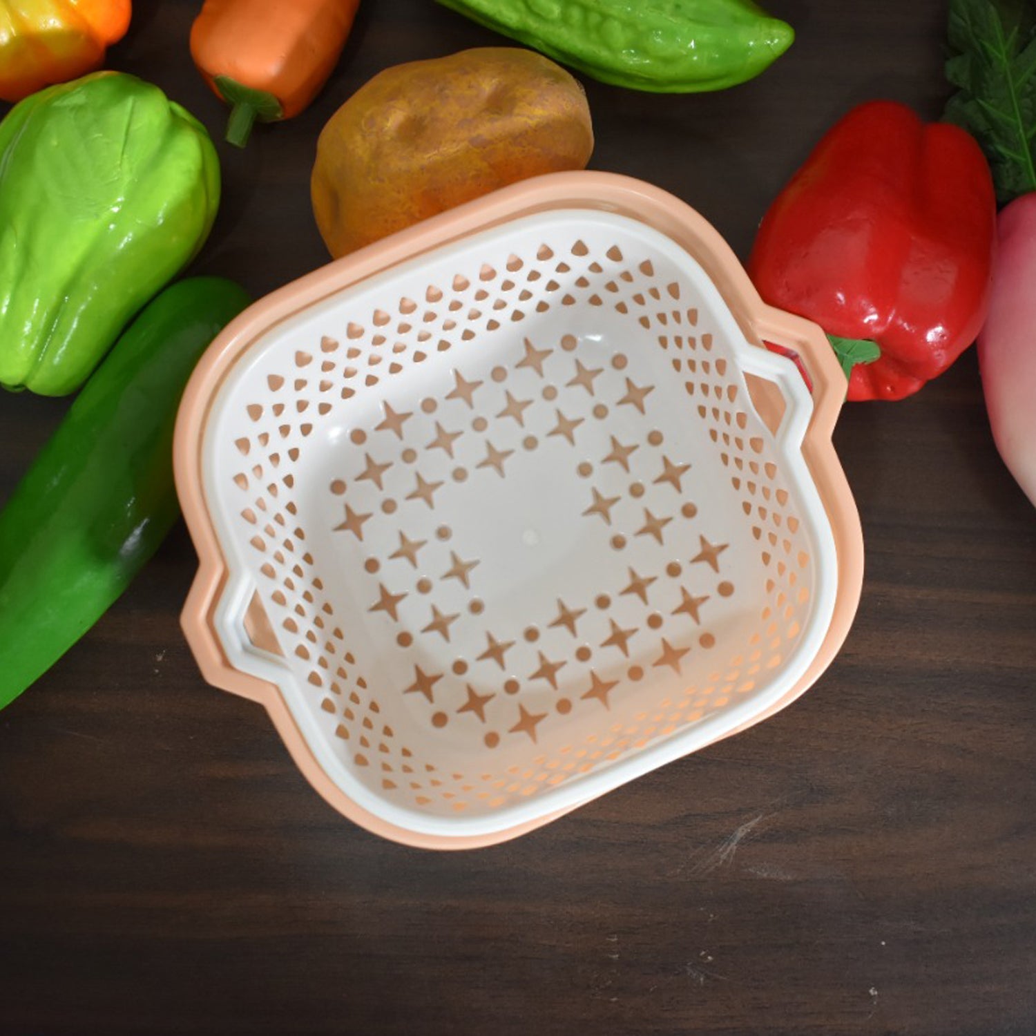 2785 2 In 1 Basket Strainer To Rinse Various Types Of Items Like Fruits, Vegetables Etc.
