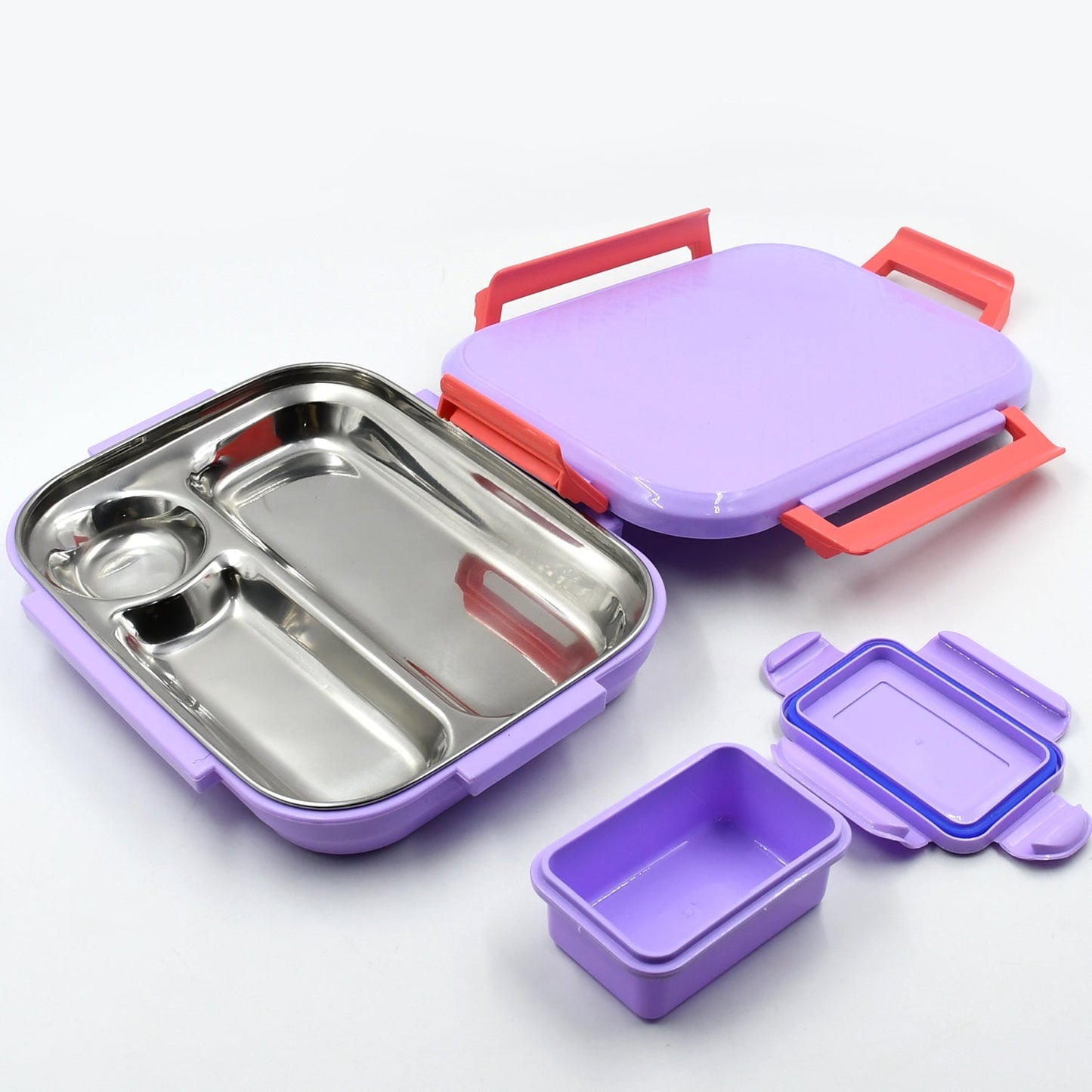 Lunch Box Plastic with steel plate, small lunch box High Quality Box For Kids School Customized Plastic Lunch Box for Girls & Boy