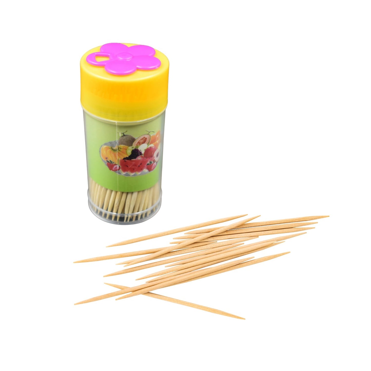 0834A Wood Double Sided Toothpicks with Clear Plastic Storage Box