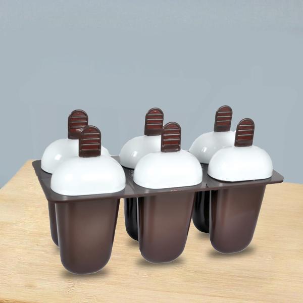 Plastic Ice Candy Maker Kulfi Maker Moulds Set with 6 Cups (Multicolour)
