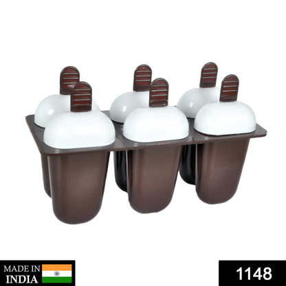 Plastic Ice Candy Maker Kulfi Maker Moulds Set with 6 Cups (Multicolour)