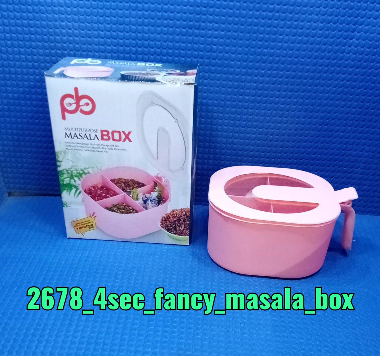 2678 4 Section Fancy Masala Box and fancy masala container used for storing various types of masalas including in kitchen purposes.