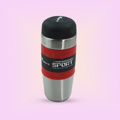 Steel Travel Mug/Tumbler/Cup, Double Walled With Rubber Grip 500ml.