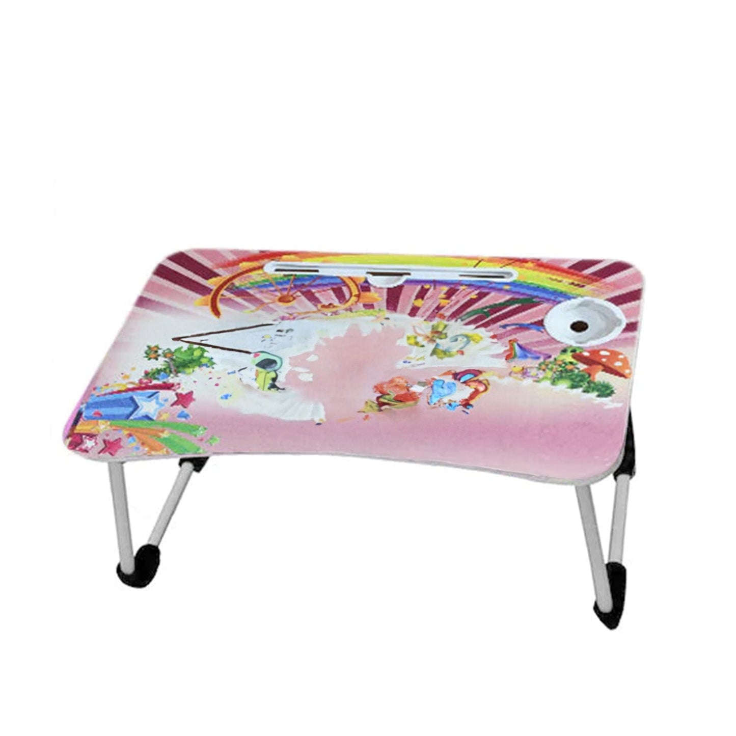 Foldable Bed Study Table Portable Multifunction Laptop Table Lapdesk For Children Bed Foldable Table Work Office Home With Tablet Slot & Cup Holder