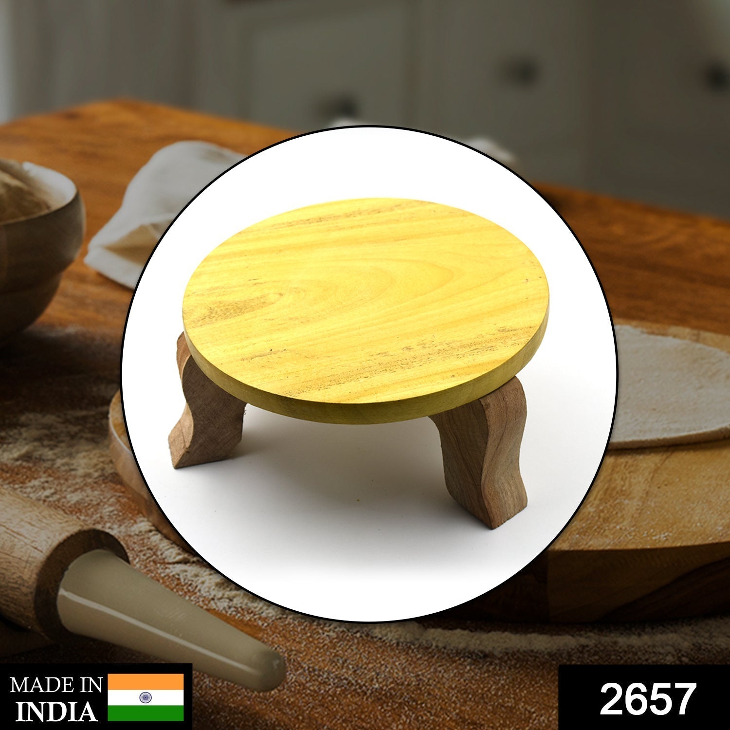 2657 Wooden Butcut Patala Used for Home Purposes Including Making Rotis Etc.