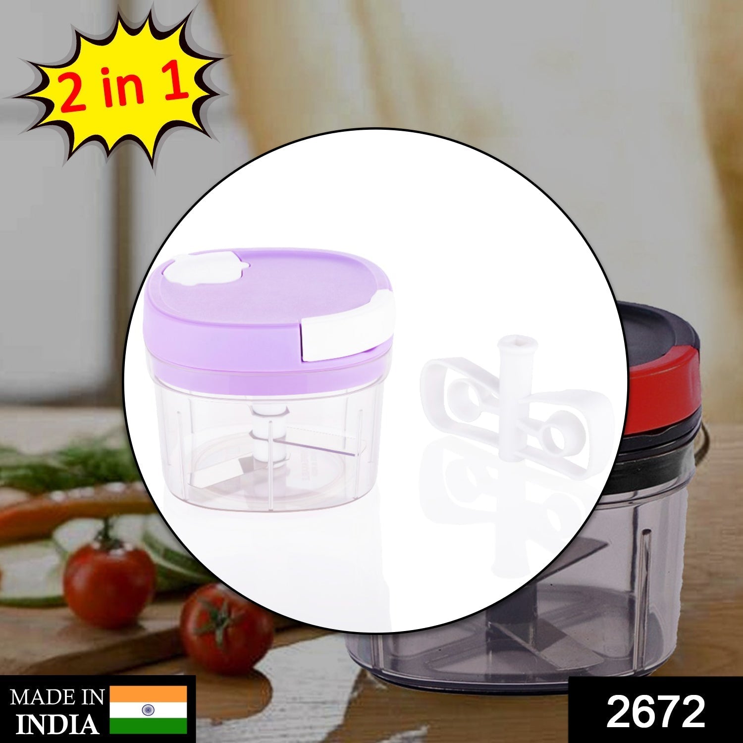 2672 2in1 Handy Chopper And Slicer For Home & kitchen (600ML Capacity)