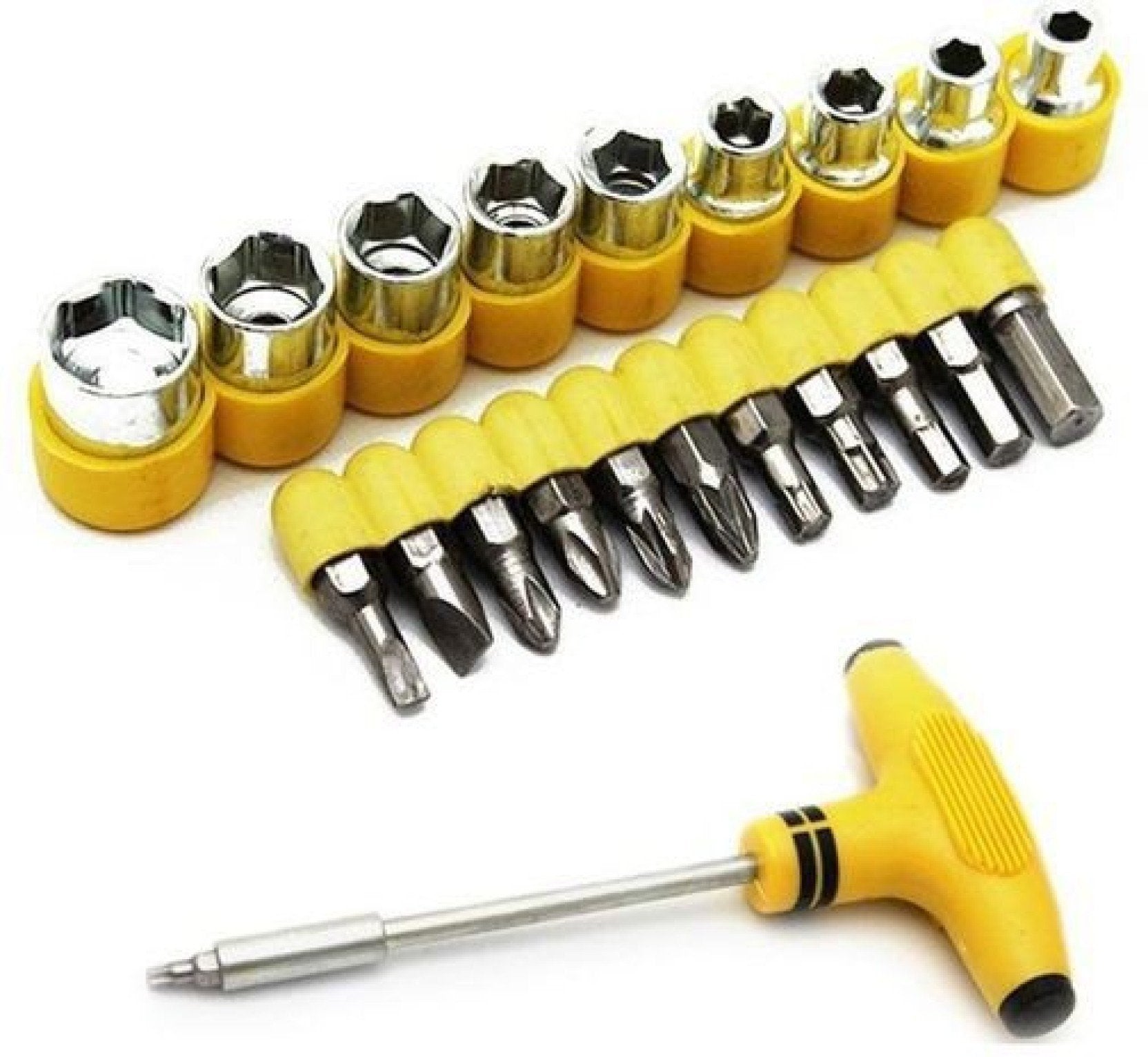 24pcs T shape screwdriver set Batch Head Ratchet Pawl Socket Spanner hand tools 