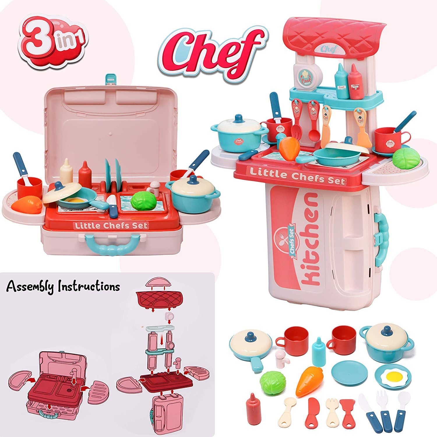 3916 Kitchen Cooking Set used in all kinds of household and official places specially for kids and children for their playing and enjoying purposes.