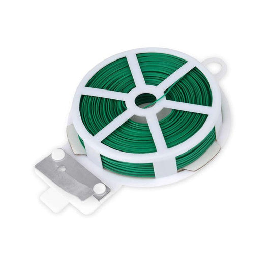 873 Plastic Twist Tie Wire Spool With Cutter For Garden Yard Plant 50m (Green)