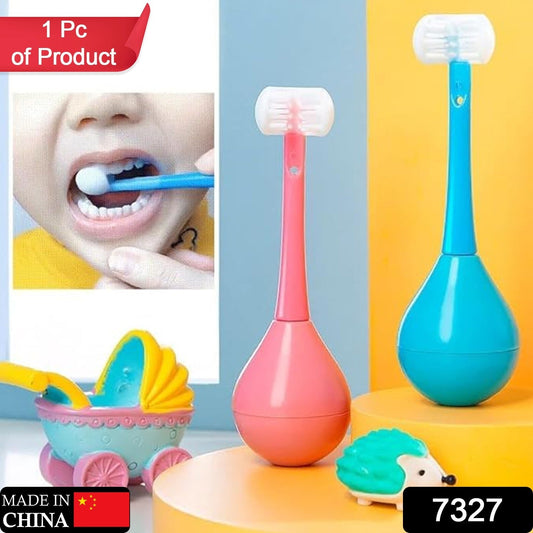 Toothbrush - Soft Bristle Toothbrush - 3-Sided Training Toothbrush With Silicone Head, Inverted Cleaning Toothbrush for Aged 2-12, Children's Cleaning (1 Pc)