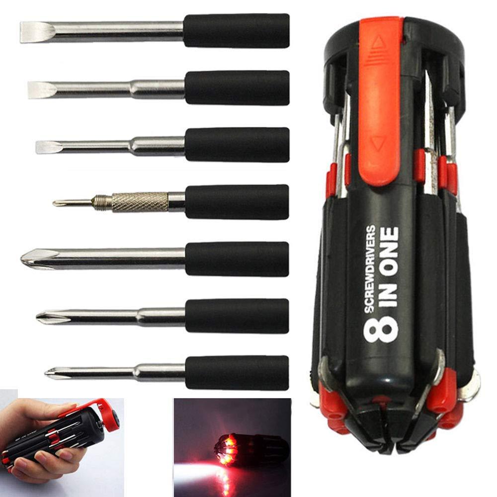 8-in-1 Multi-Function Screwdriver Kit with LED Portable Torch 