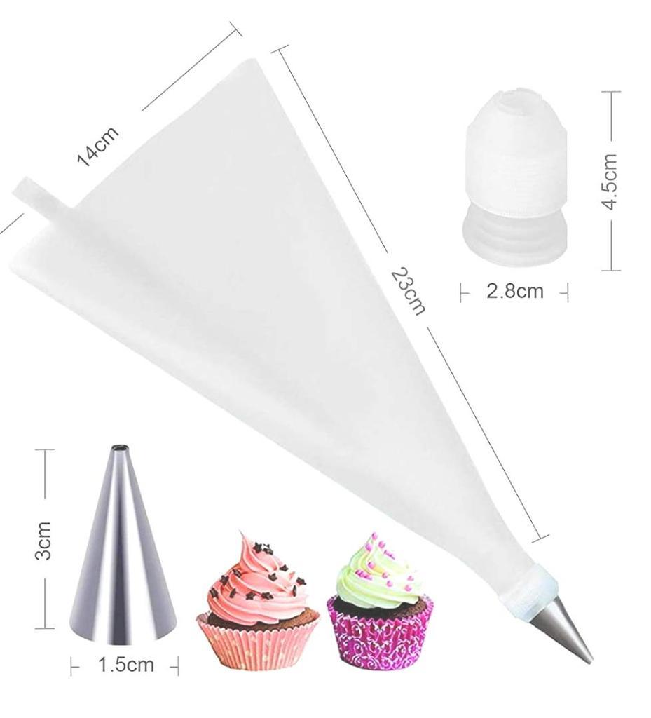 Cake Decorating Nozzle with Piping Bag Stainless Steel Piping Cream Frosting Nozzles