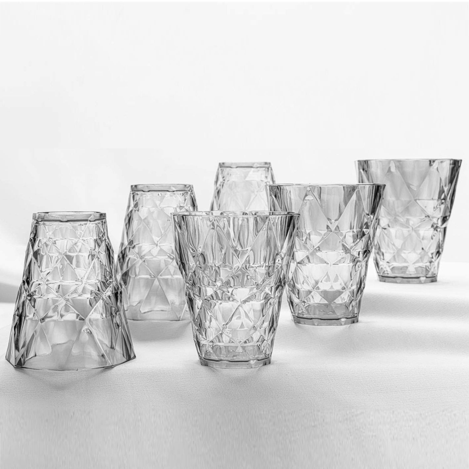 Heavy unbreakable Stylish Diamond look fully Transparent Glasses Set 260ml (6pcs)