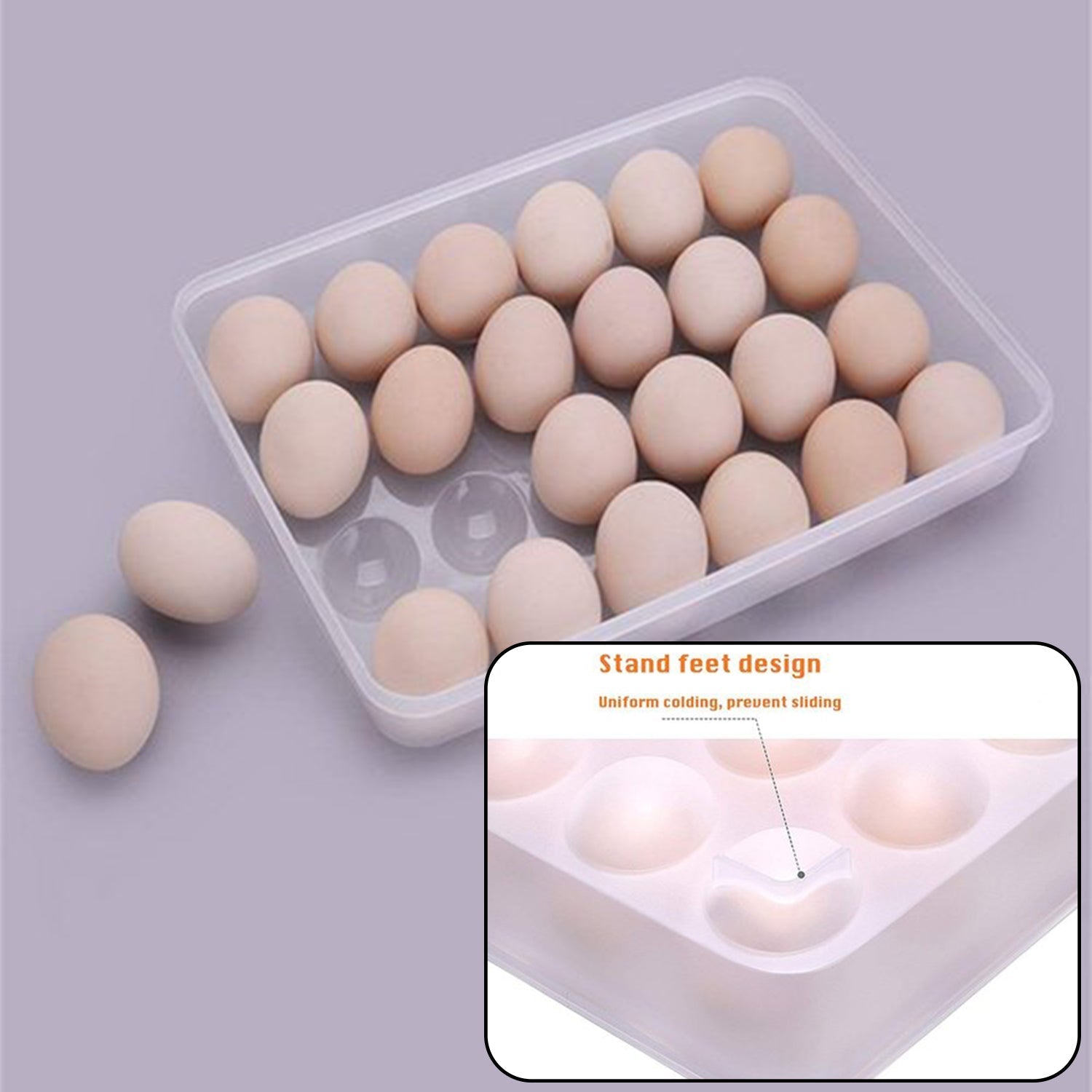 2645 24 Grids Plastic Egg Box Container Holder Tray for Fridge with Lid for 2 Dozen Egg Tray