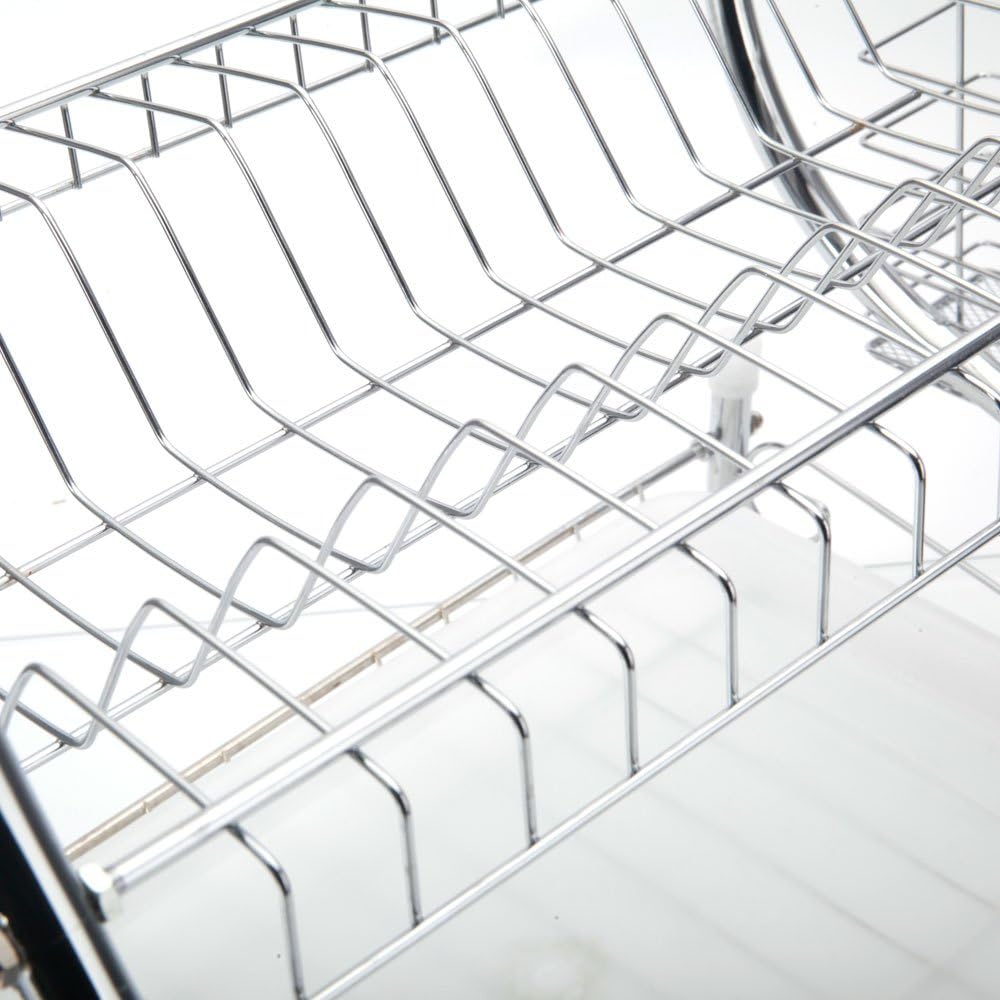 Stainless Steel Rectangle Dish Drainer Rack / Basket With Drip Tray