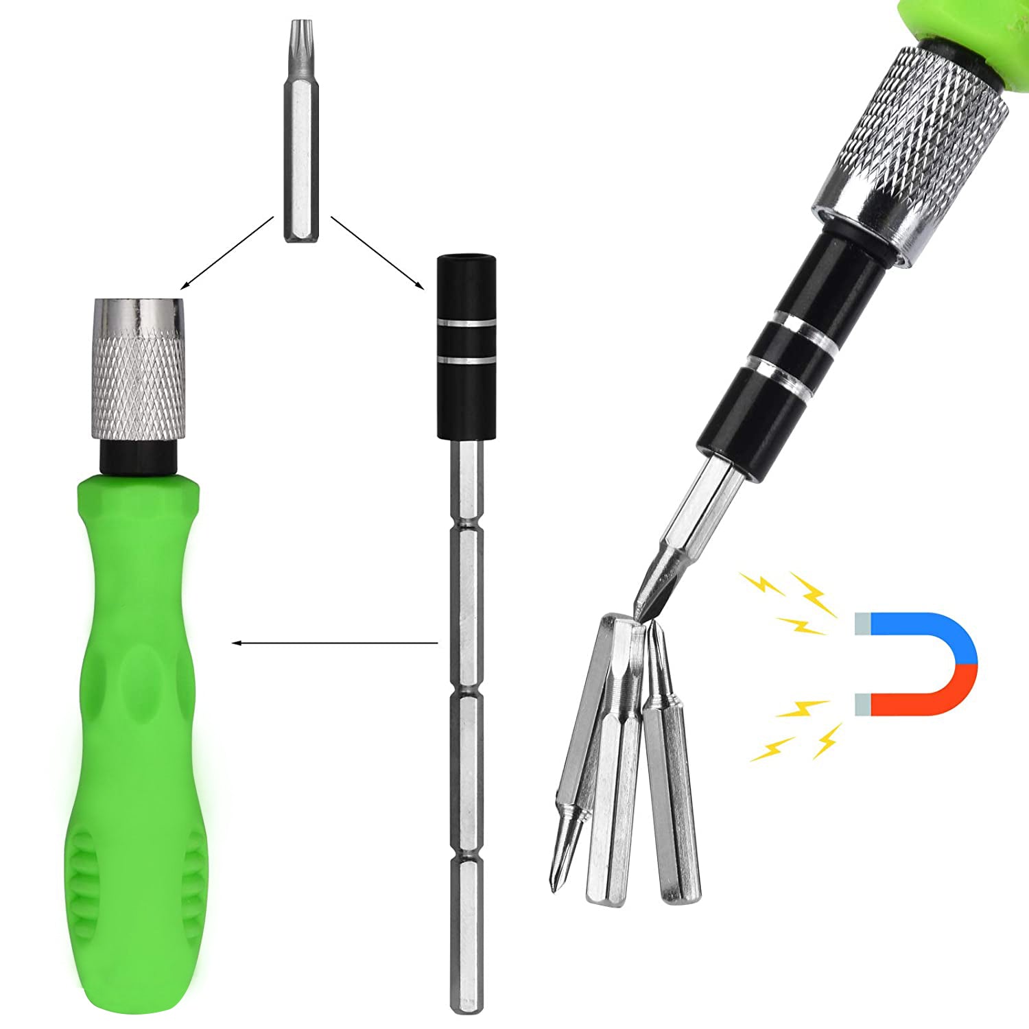 32-in-1 Mini Screwdriver Bits Set with Magnetic Flexible Extension Rod