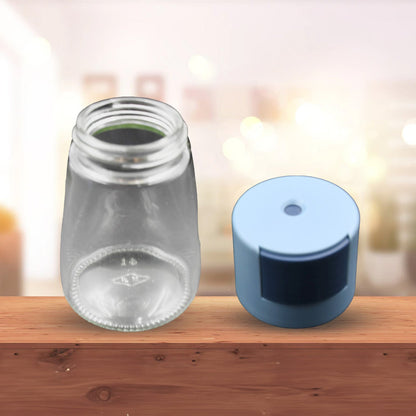 Glass Salt Bottle, Salt Dispenser, Glass Salt Shaker Pack of 4, Seasoning Shaker, Precise Quantitative 0.5g for Home Cooking Picnic Camping Ration Salt Shakers