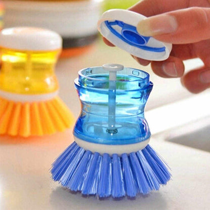 Plastic Wash Basin Brush Cleaner with Liquid Soap Dispenser (Multicolour)