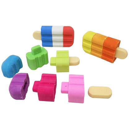 New Ice Cream Stick Erasers for Kids, Pops Fruit-Scented Puzzle Erasers, School Supplies for Kids - Set of 3