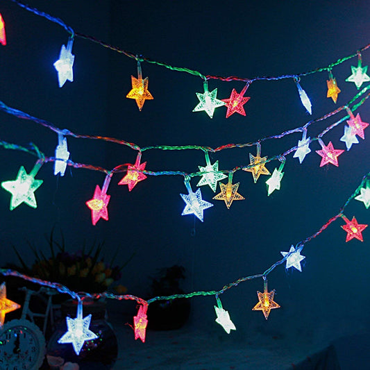 28 Led / Star 3.9 Meter Star Shape Led Light Battery Operated With Flashing Modes For Home Decoration, Kids Room, Waterproof Diwali & Wedding Led Christmas Light Indoor And Outdoor Light ,Festival Decoration (Multicolor Battery Not Included 3.9Mtr)