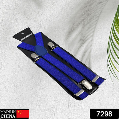Royal Blue color suspenders belts stylish, Metal Clip Elastic Casual and Formal Suspenders for MEN boys women girls